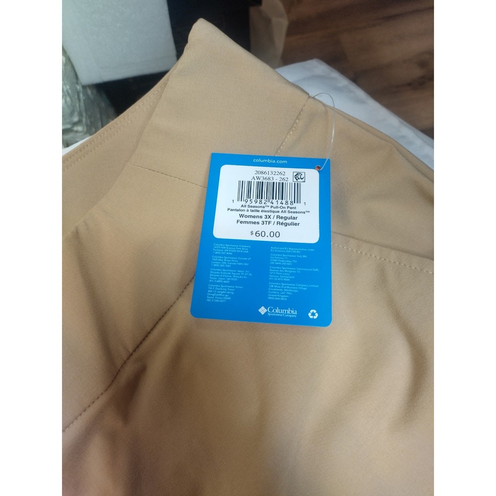 Columbia All Seasons Pull-On Pants Womens 3X Tan Khaki Straight Leg AW3683 NEW - Picture 4 of 9
